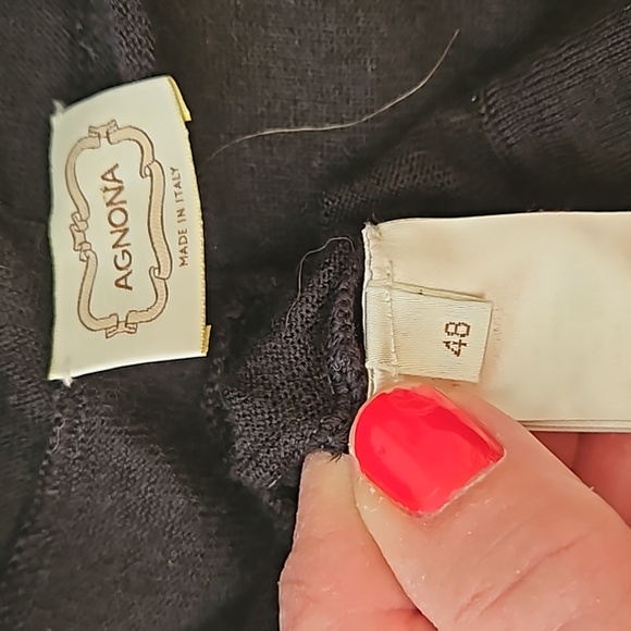 Agnona Black cashmere Fancy Cardigan. Ties w/sequins, sheer collar, POCKETS. 1x. - Picture 7 of 13